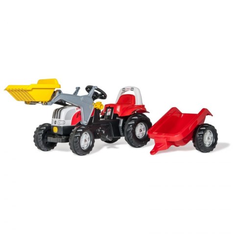 Rolly Toys rollyKid Traktor na pedały STEYR czerwony z łyżką i przyczepą