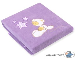 Kocyk polarowy dla niemowląt - Carlo- Miś z gwiazdkami fioletowy