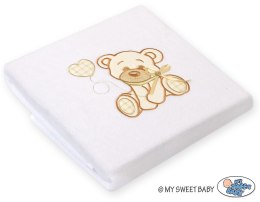 Kocyk polarowy dla niemowląt - Miś z kokardką biały