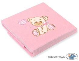 Kocyk polarowy dla niemowląt - Miś z kokardką różowy