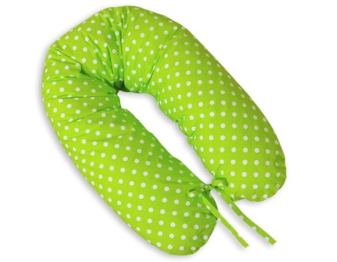 Poduszka ciążowa Longer- Białe grochy na zielonym tle