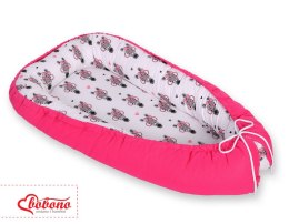 Kokon niemowlęcy dwustronny kojec otulacz Premium BOBONO- zebry różowe